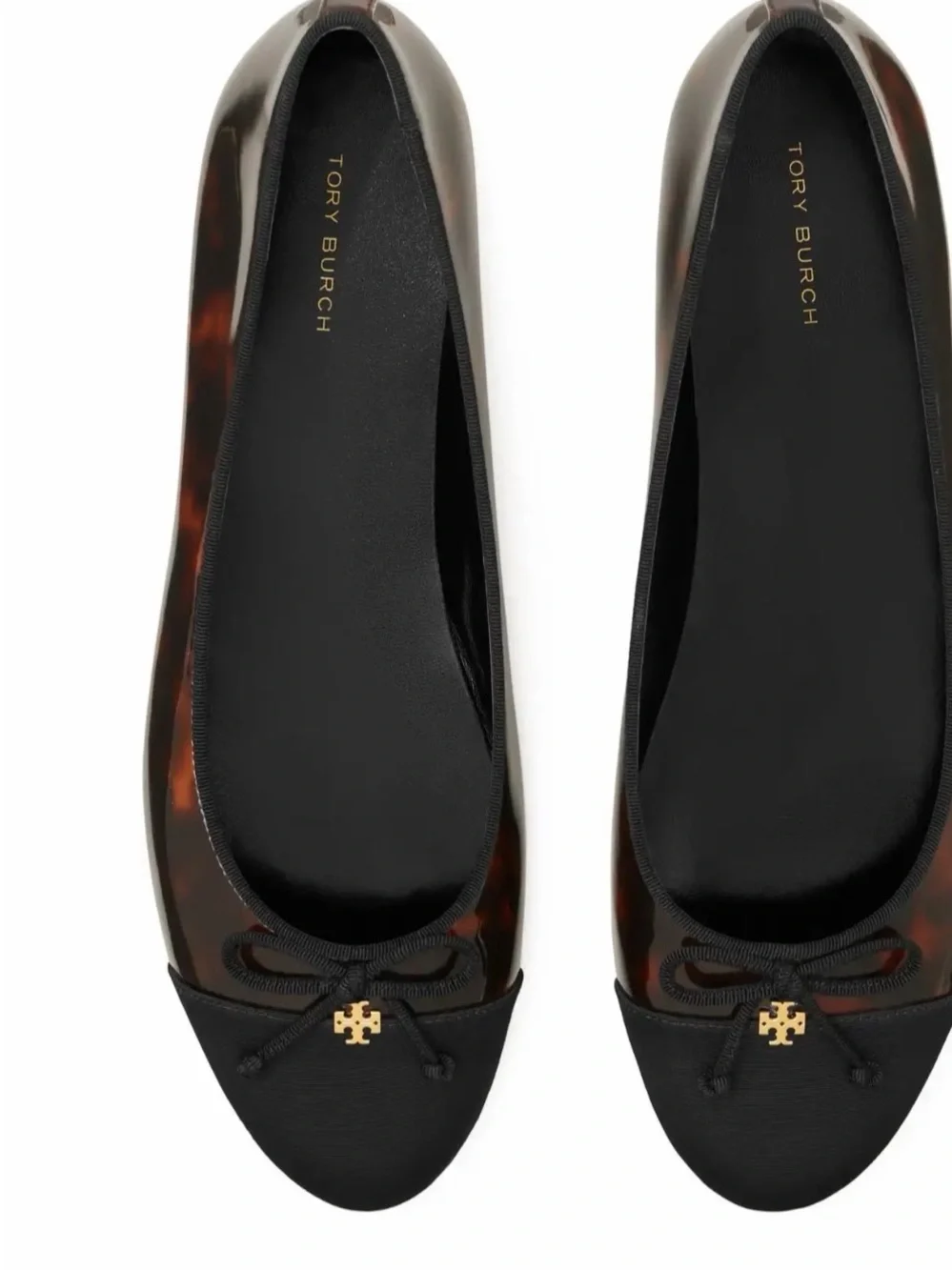Tory Burch Black Toe with Tortoiseshell Ballet Flats